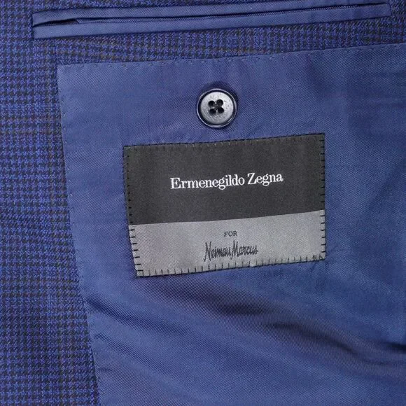 Ermenegildo Zegna Sport Coat Blazer Men 38S Blue Plaid Trofeo Wool 3-Button - Picture 9 of 12
